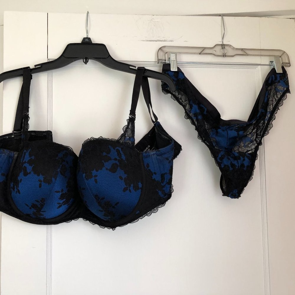 Blue and Black bra and panty set
